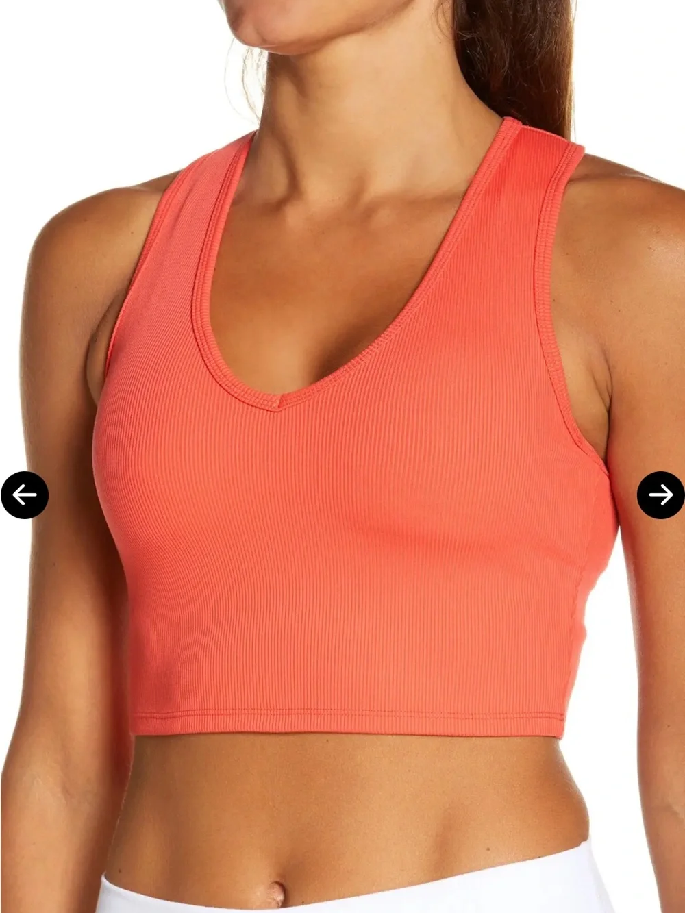ALO Yoga Goddess Rib Crop Tank - Coral Red
